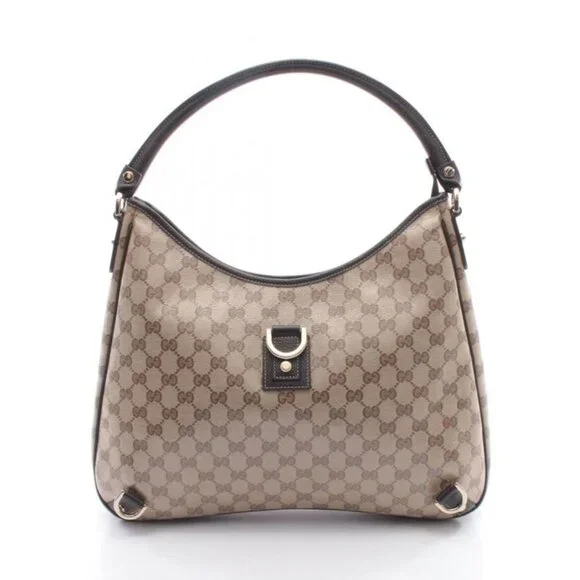 Gucci Shoulder Bag GG Crystal Abbey Beige Dark Brown Canvas - Picture 1 of 6